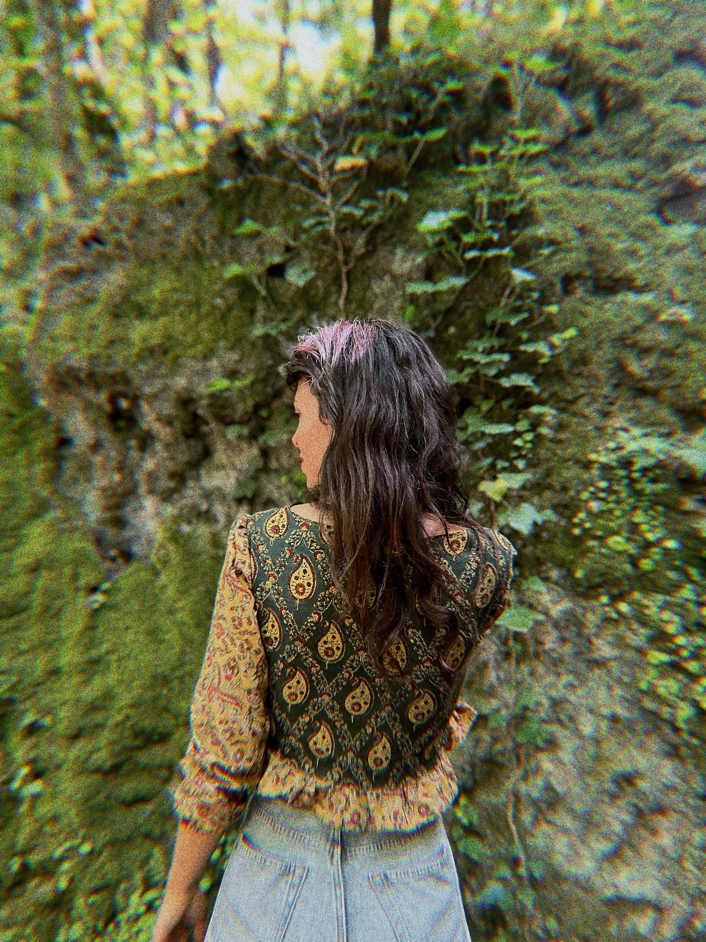 Block printed Saree Top with long sleeves