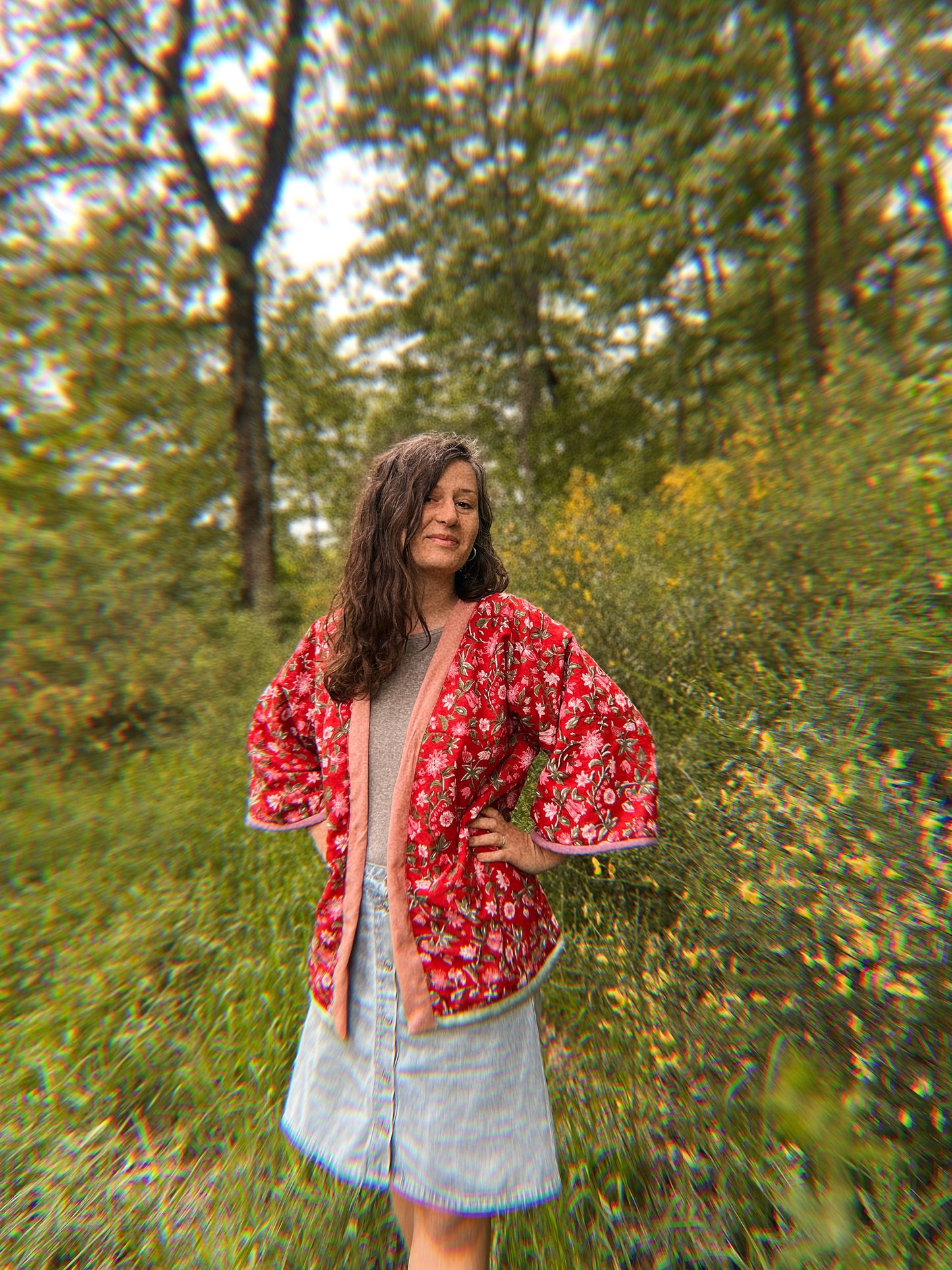 Block printed padded oversize kimono size S/M
