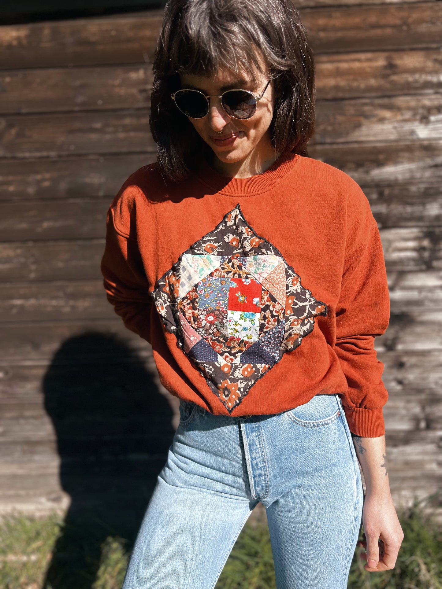 Upcycled quilted sweater size M