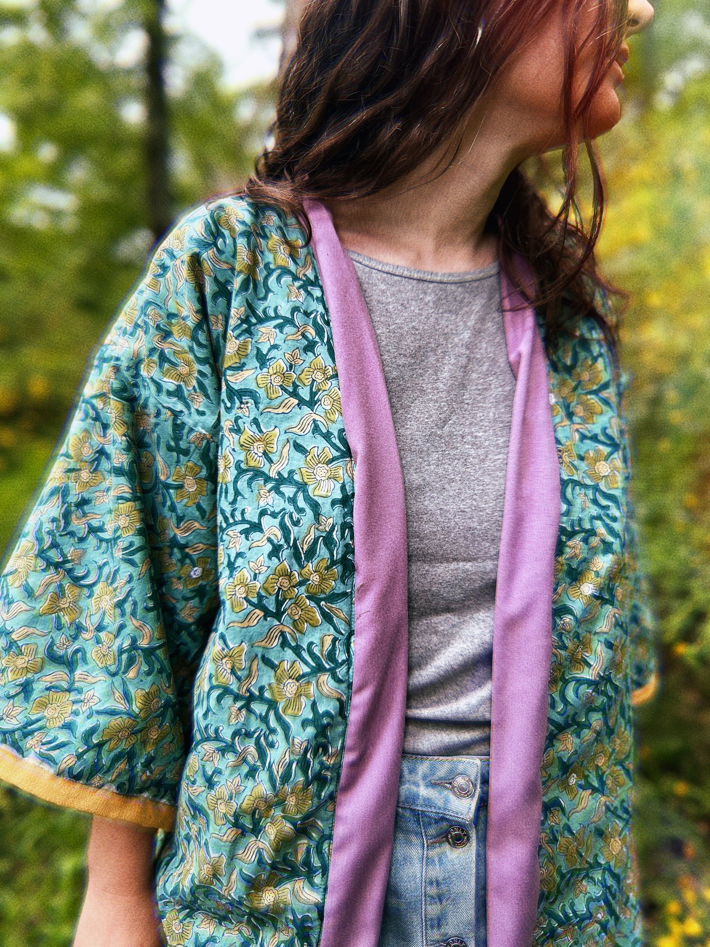Block printed padded oversize kimono size S/M