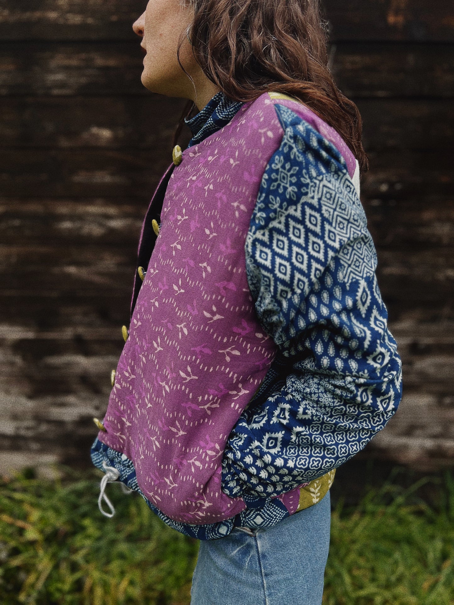 Padded block printed and pile bomber size S/M