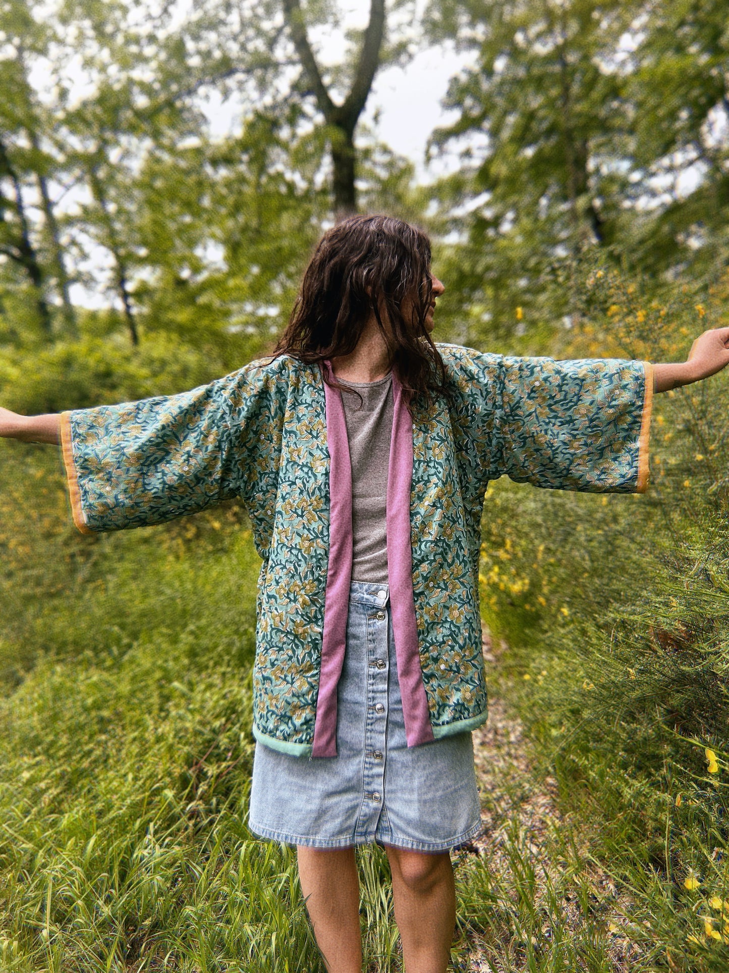 Block printed padded oversize kimono size S/M