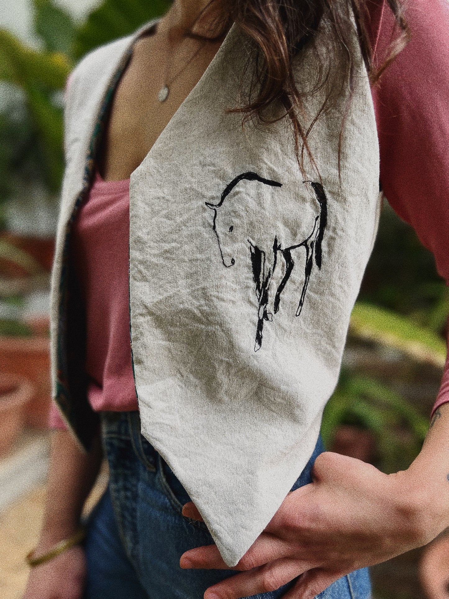 Embroidered linen vest size XS/S
