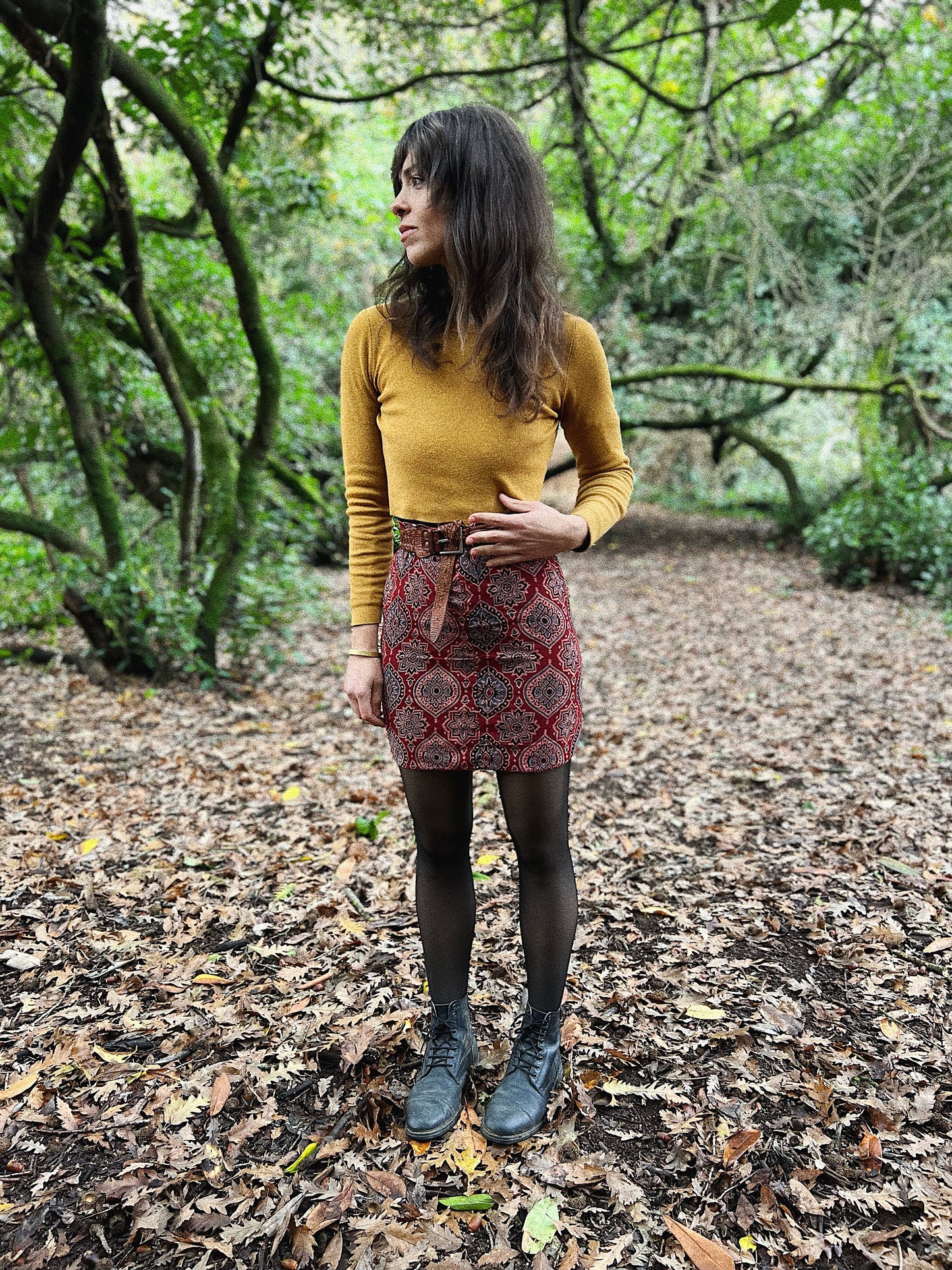 Pencil Skirt ~ Dark red double layered pencil skirt