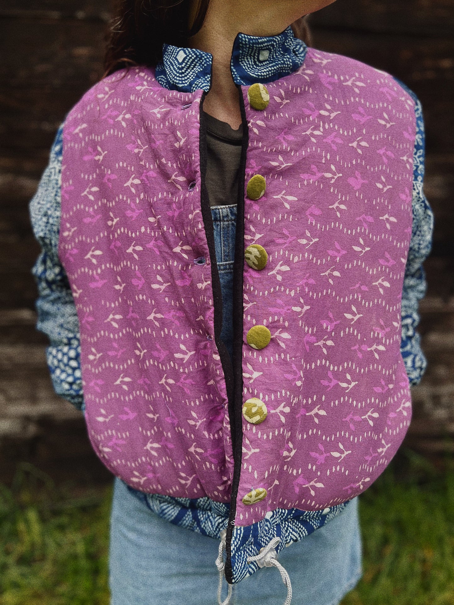 Padded block printed and pile bomber size S/M