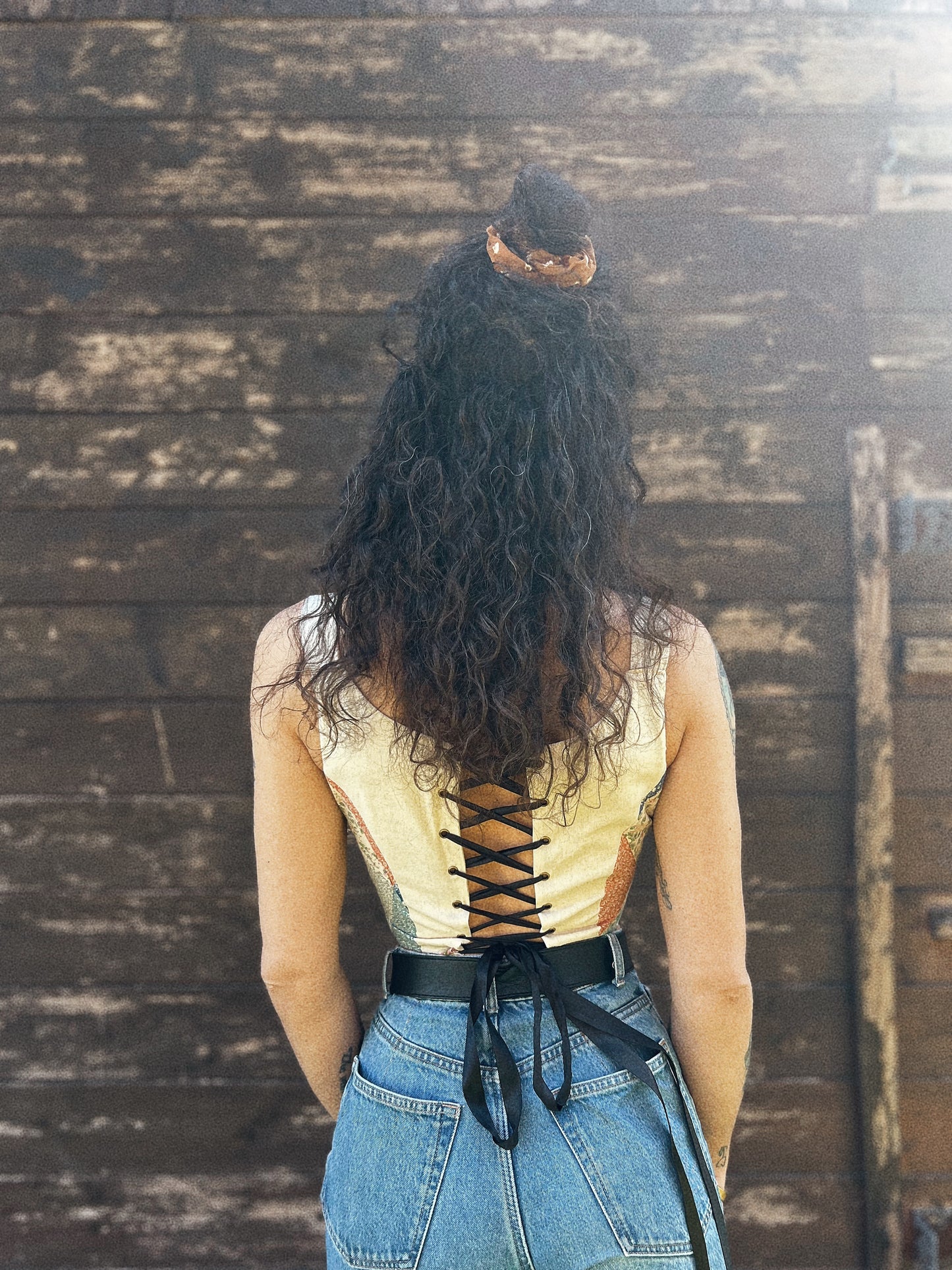 Corset with boning size XS/M adjustable ~ tote bag collection