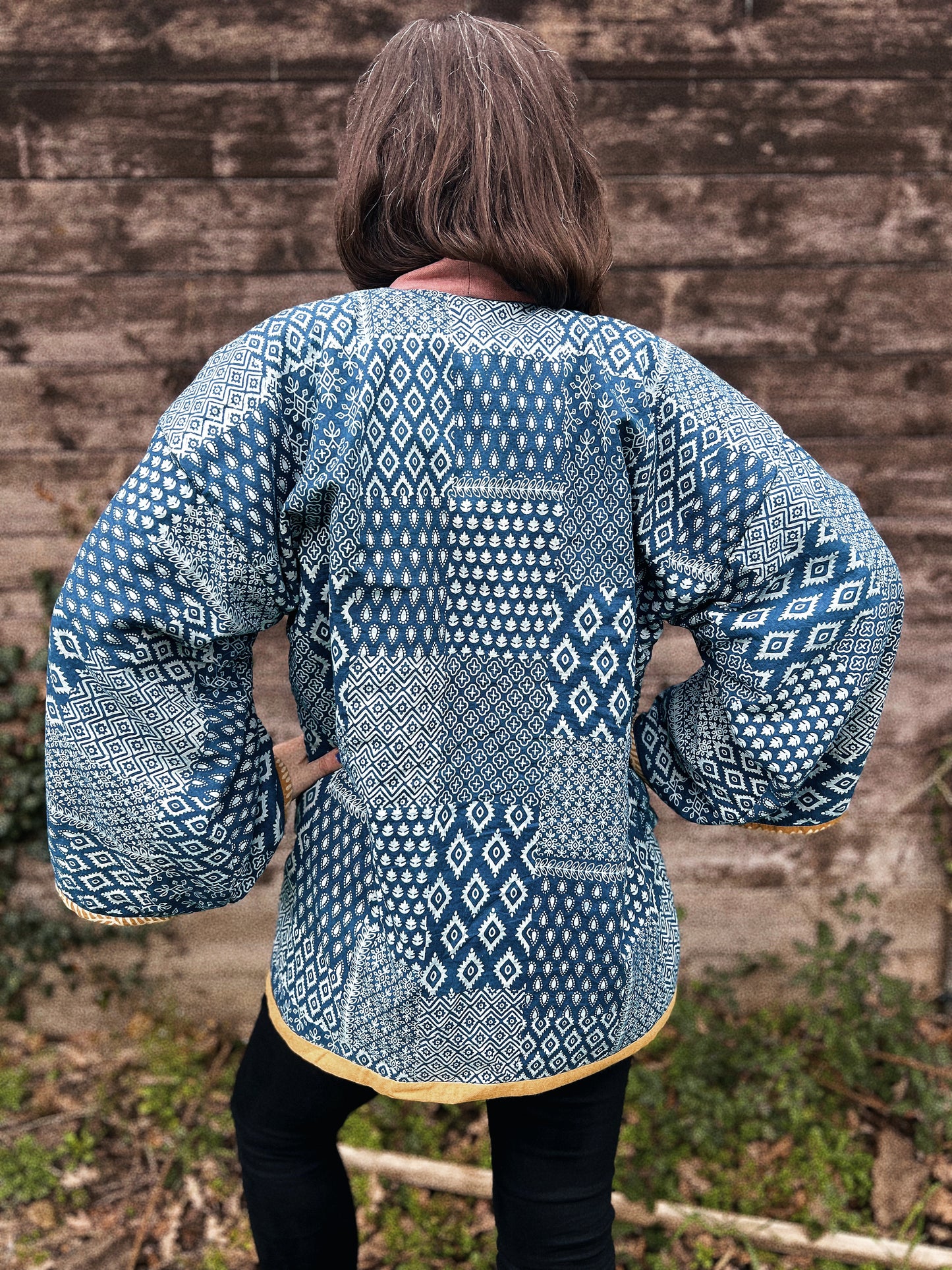 Block printed padded oversize kimono size S/M