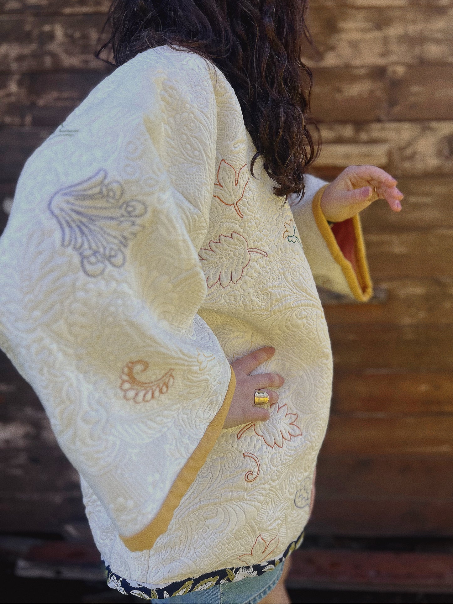 Vintage hand embroidered douvet oversize kimono size M/L