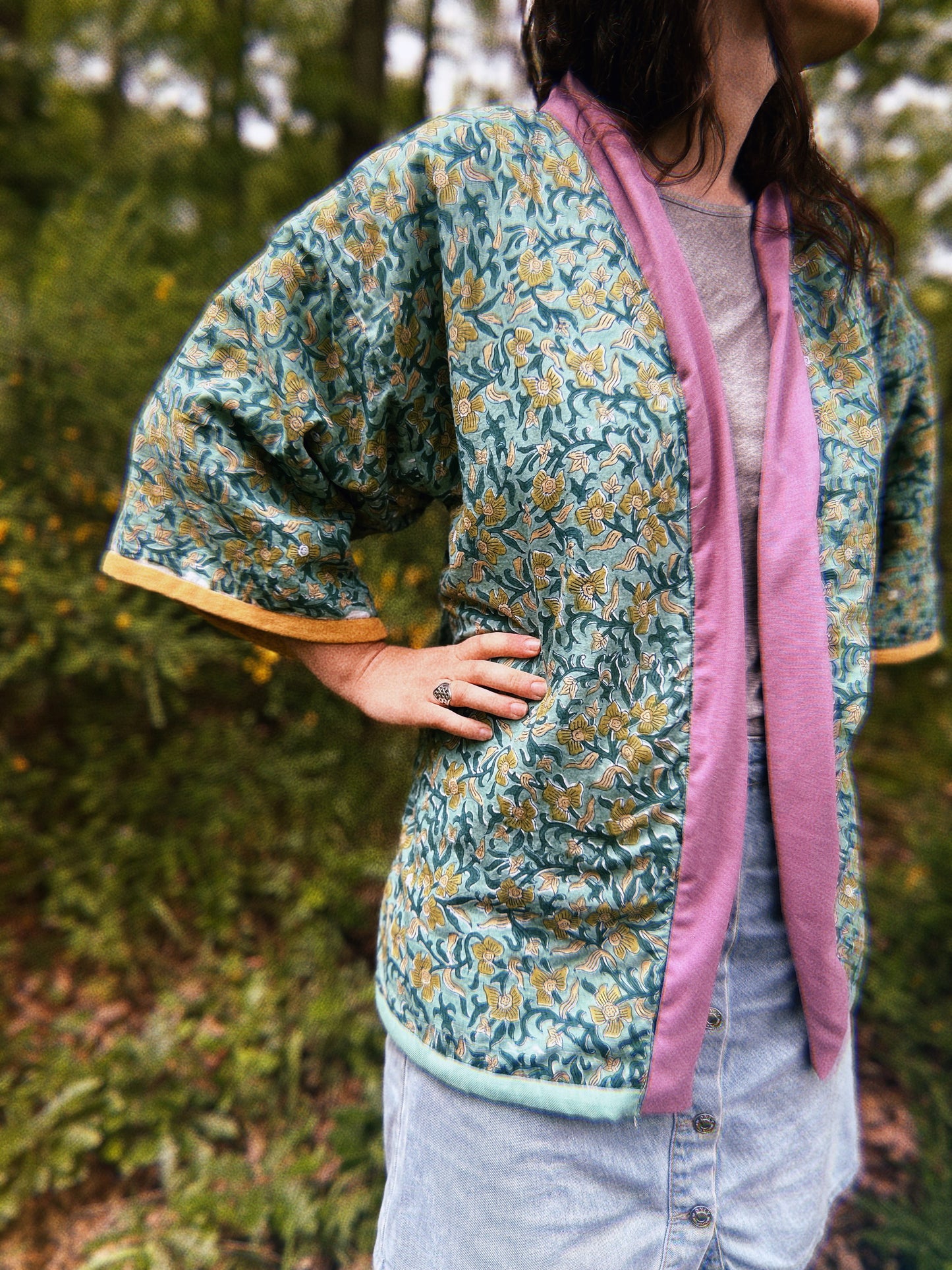 Block printed padded oversize kimono size S/M