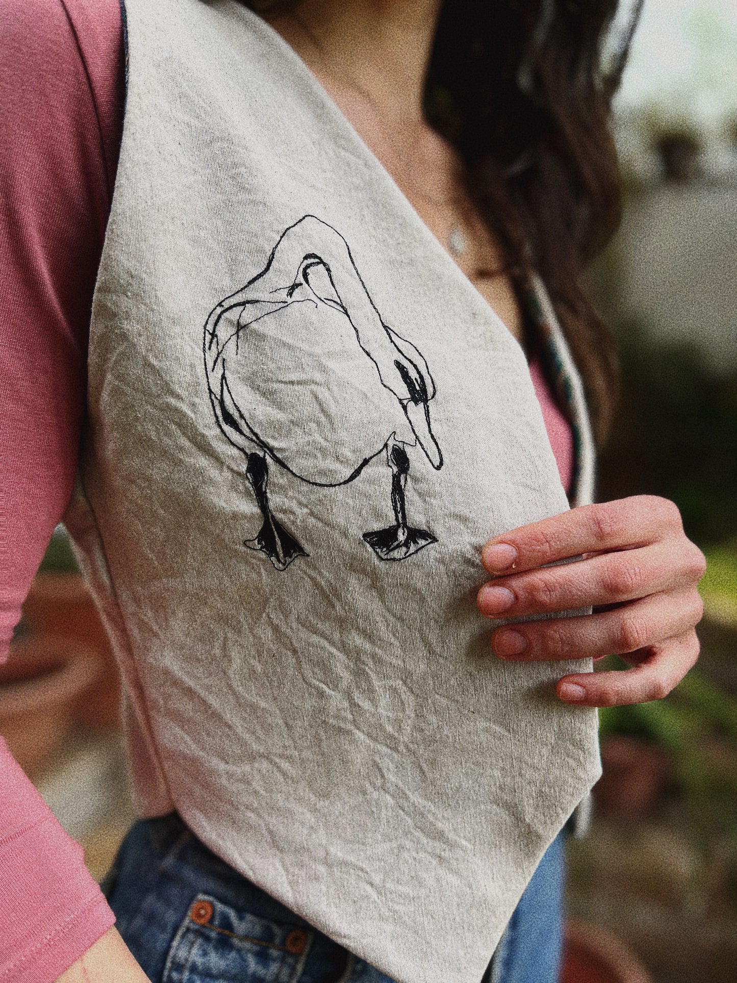Embroidered linen vest size XS/S