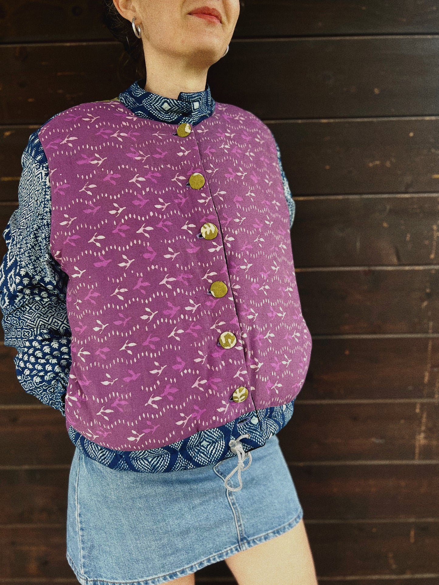 Padded block printed and pile bomber size S/M