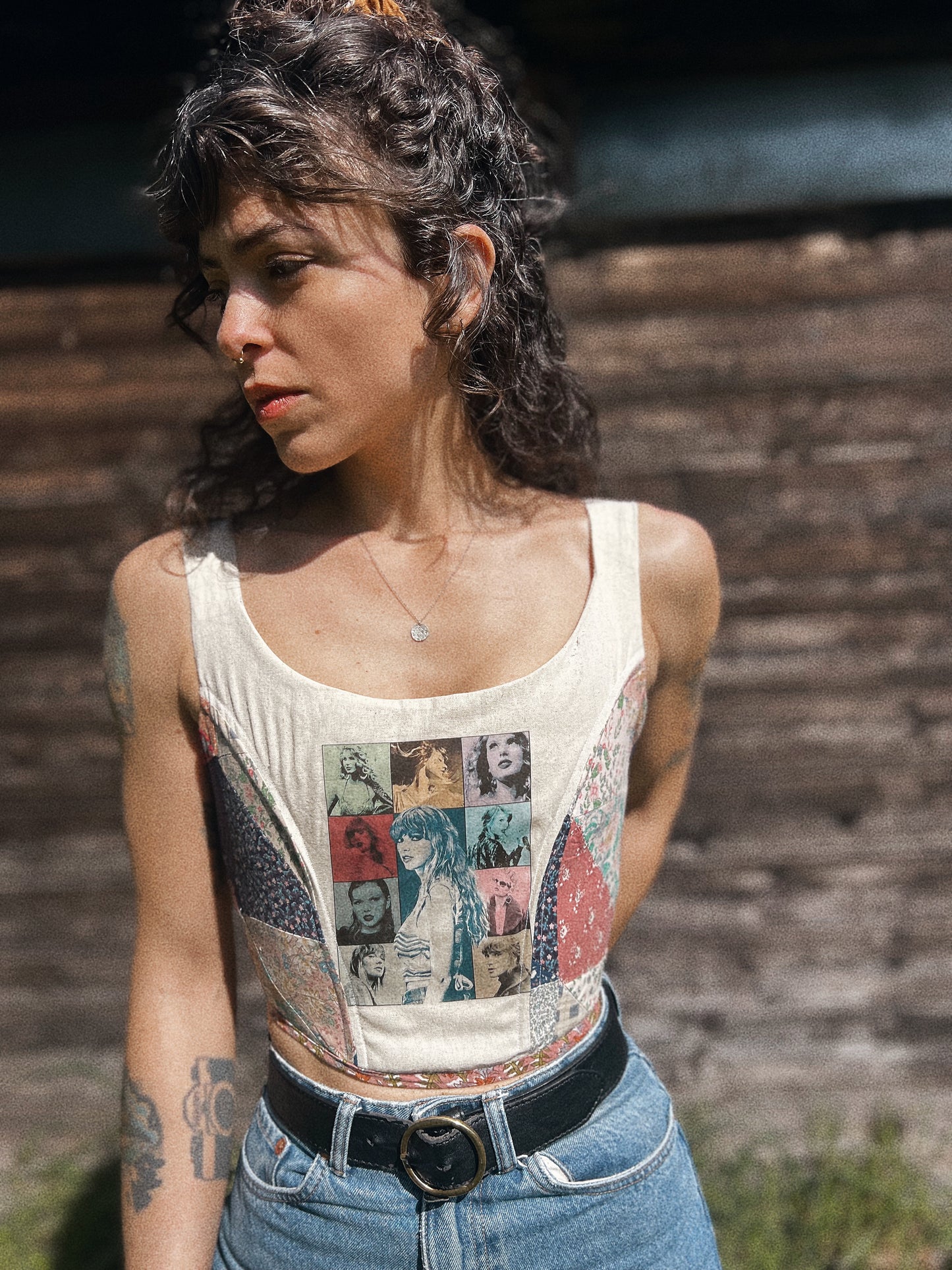 Corset with boning size XS/M adjustable ~ tote bag collection