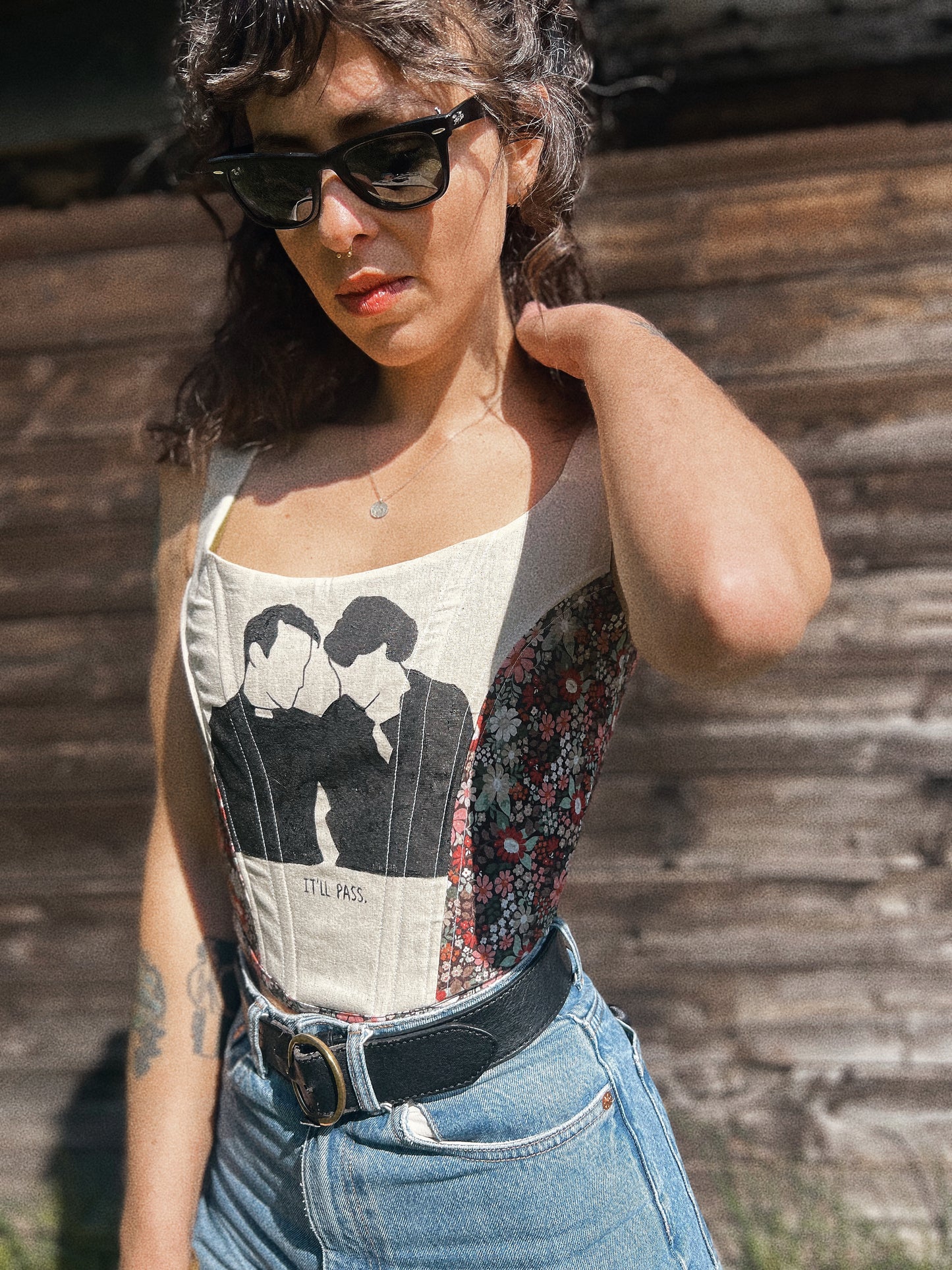 Corset with boning size XS/M adjustable ~ tote bag collection