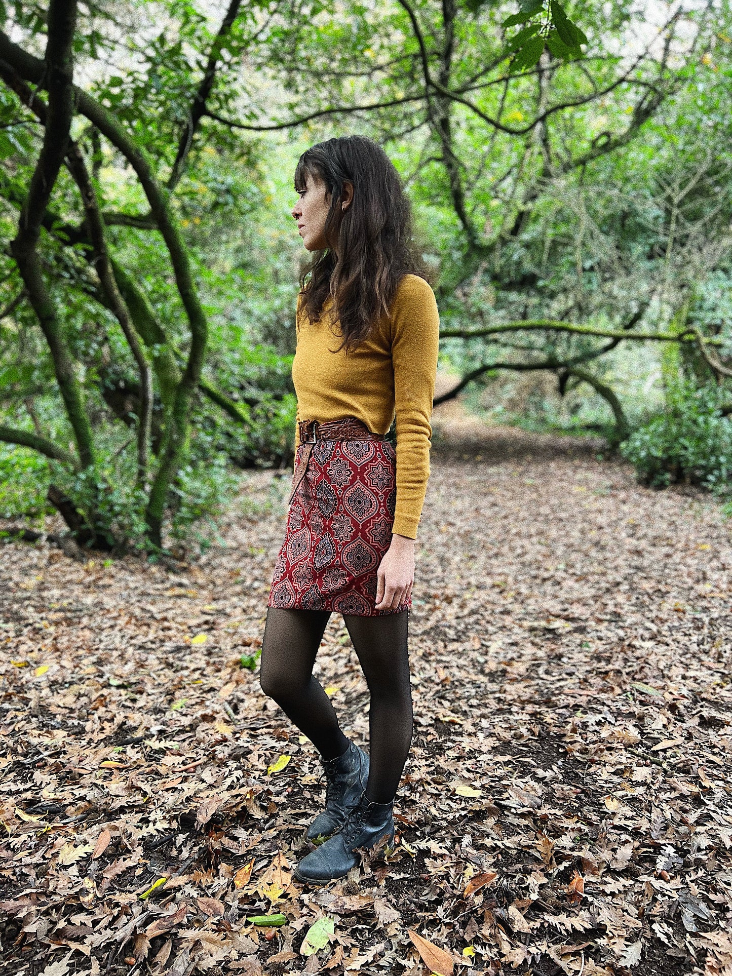 Pencil Skirt ~ Dark red double layered pencil skirt