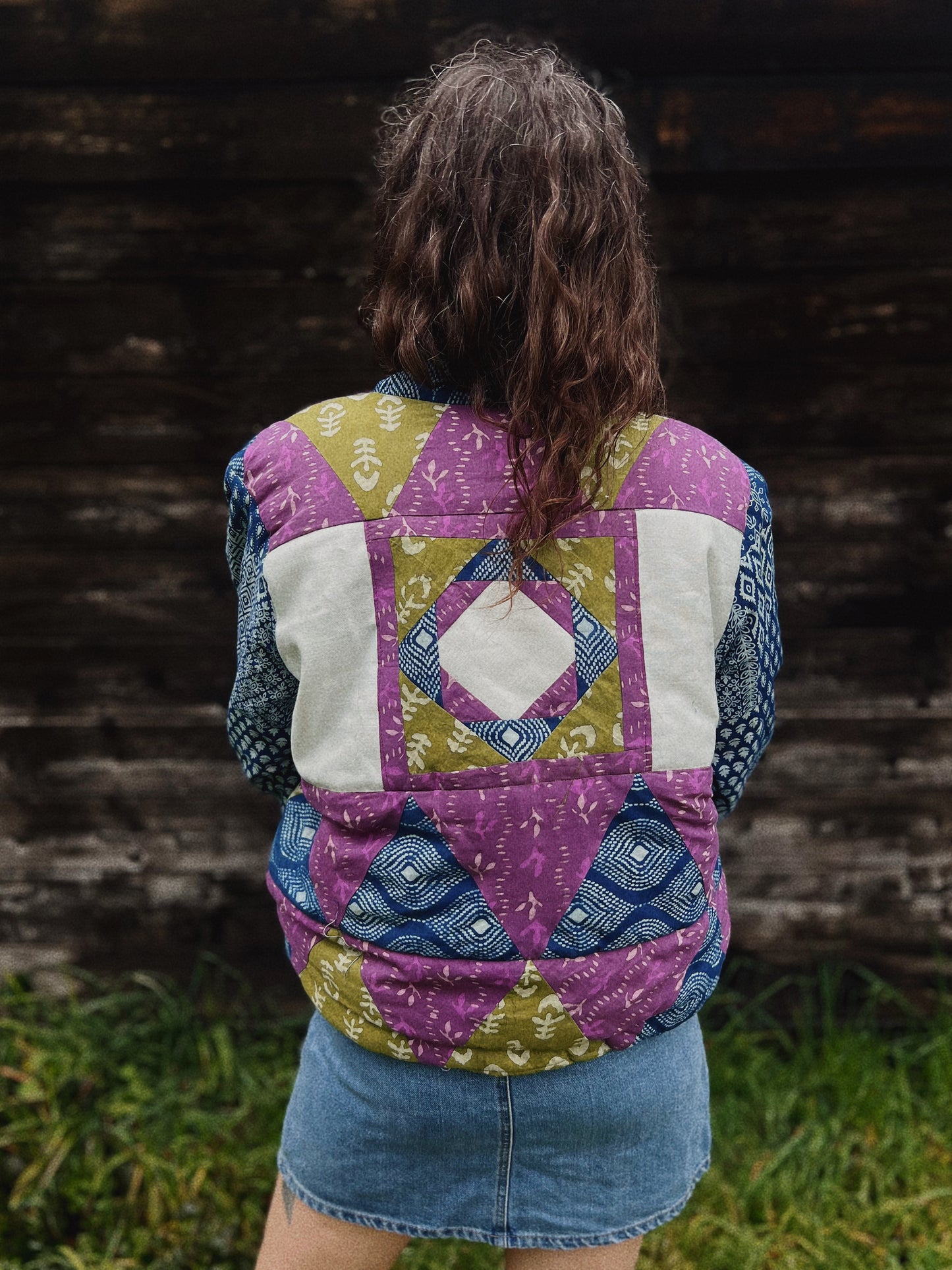 Padded block printed and pile bomber size S/M