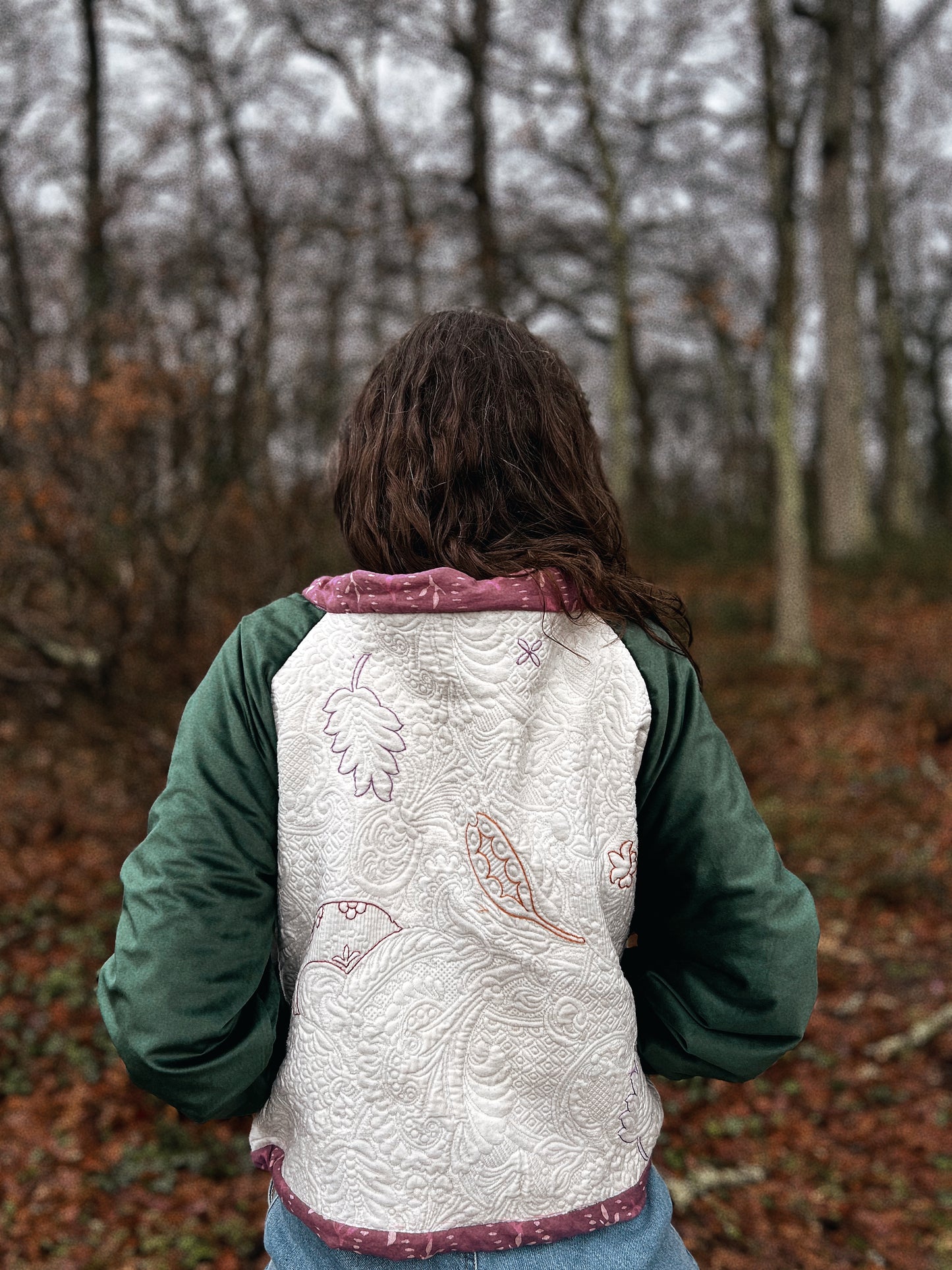 Vintage hand embroidered douvet bomber jacket size S/M