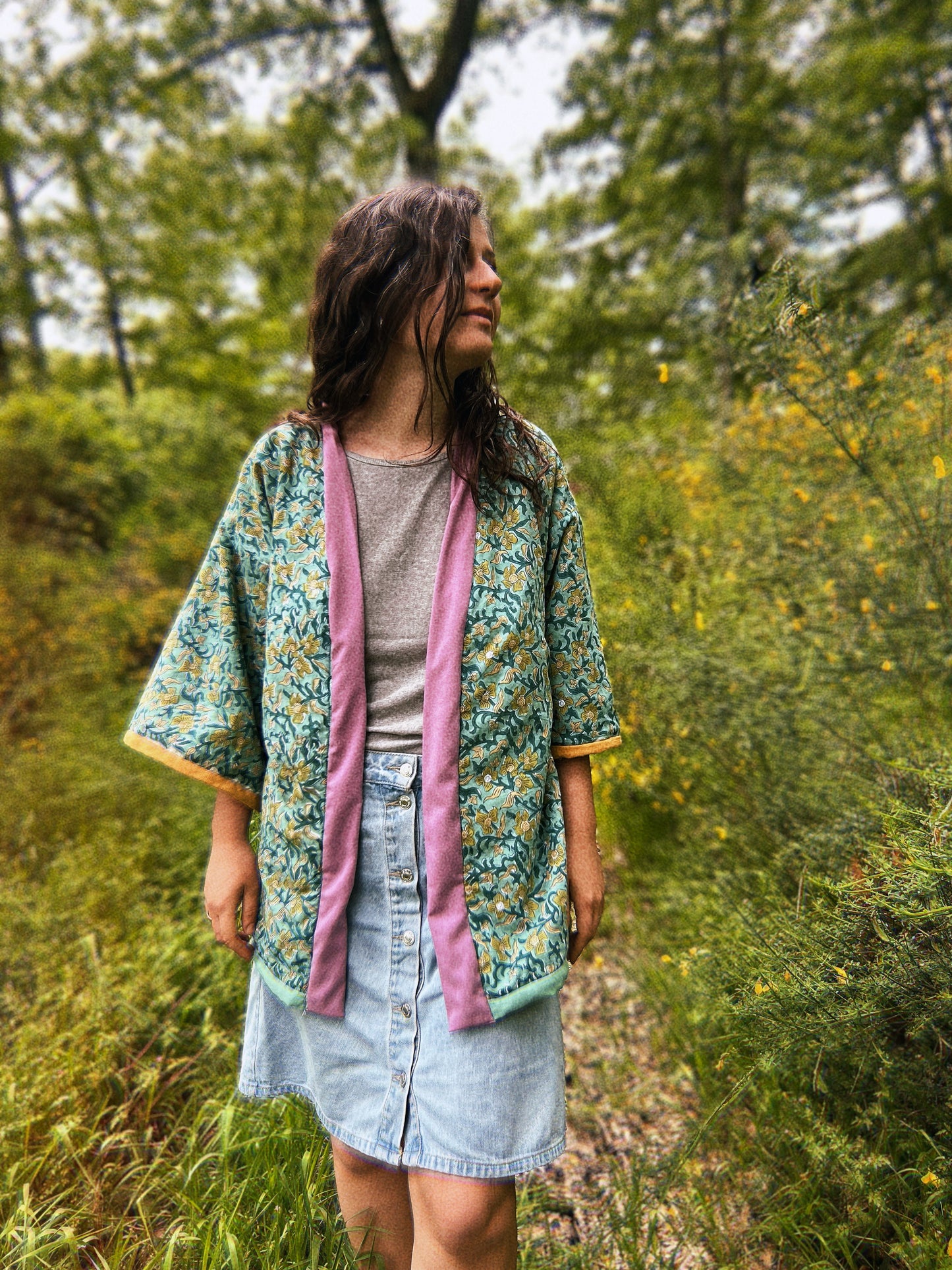 Block printed padded oversize kimono size S/M