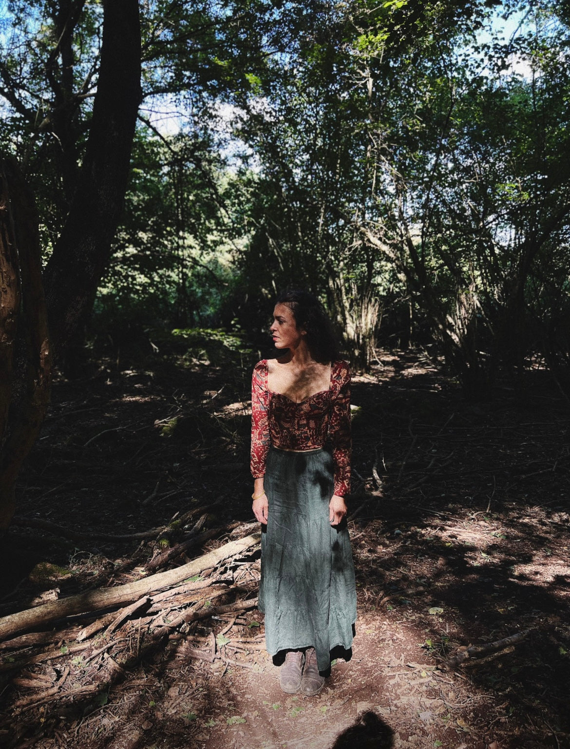 Corset ✨ Long sleeve hand block printed cotton and linen corset with boning