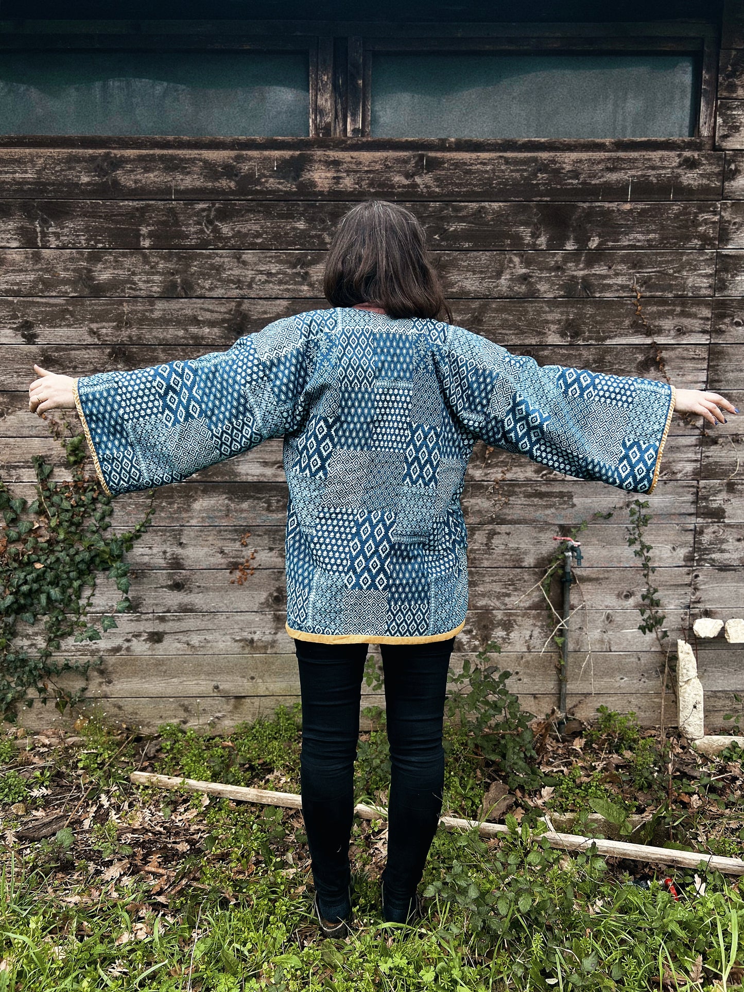 Block printed padded oversize kimono size S/M