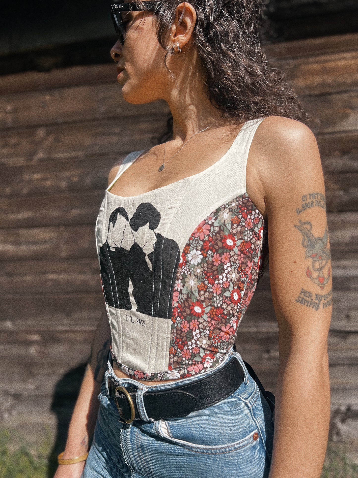 Corset with boning size XS/M adjustable ~ tote bag collection