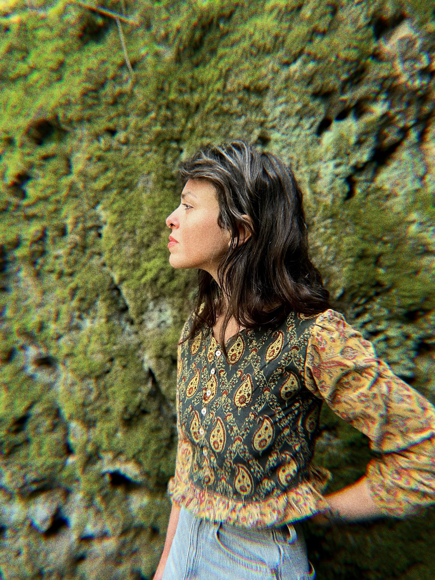 Block printed Saree Top with long sleeves