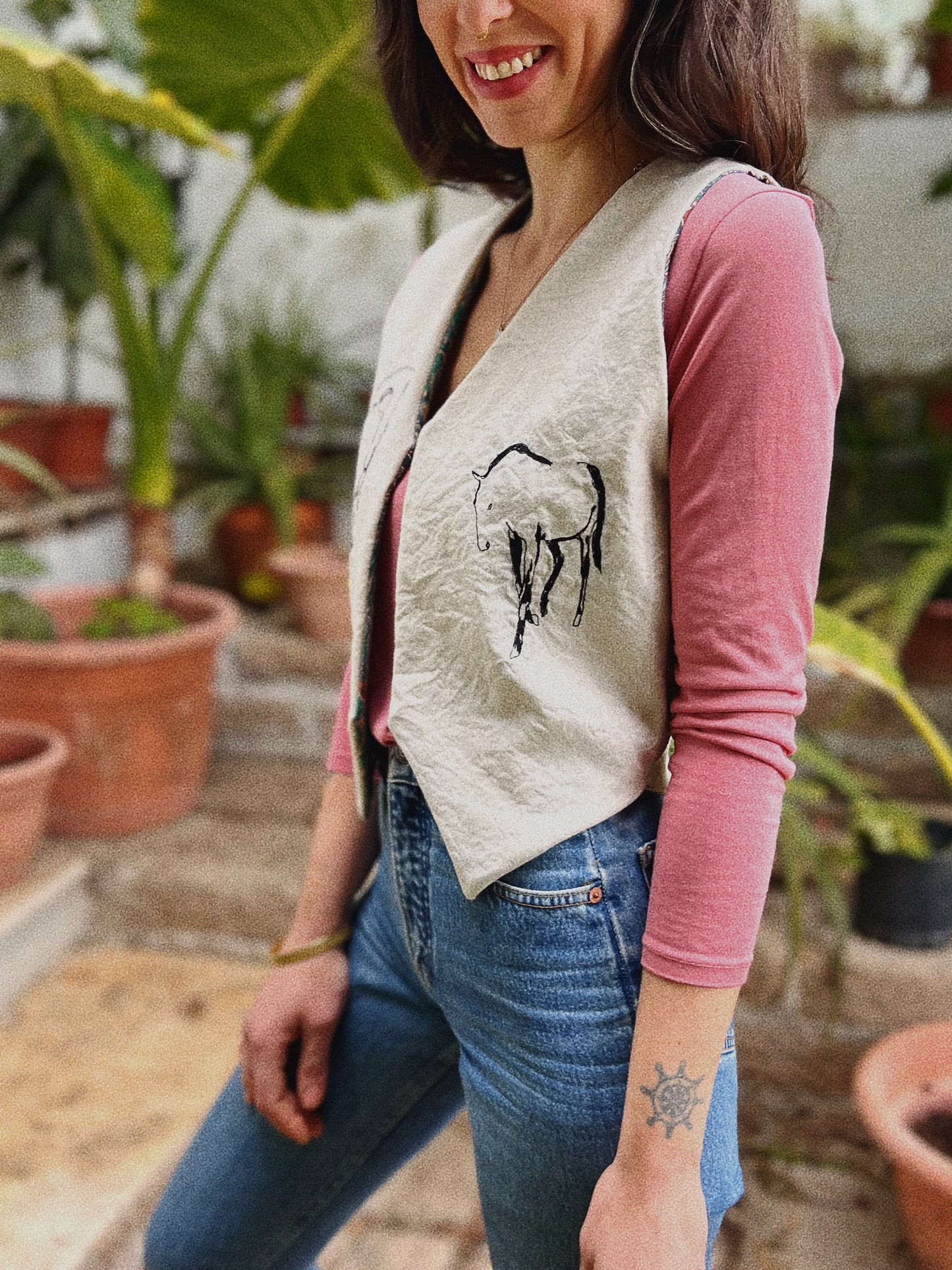 Embroidered linen vest size XS/S
