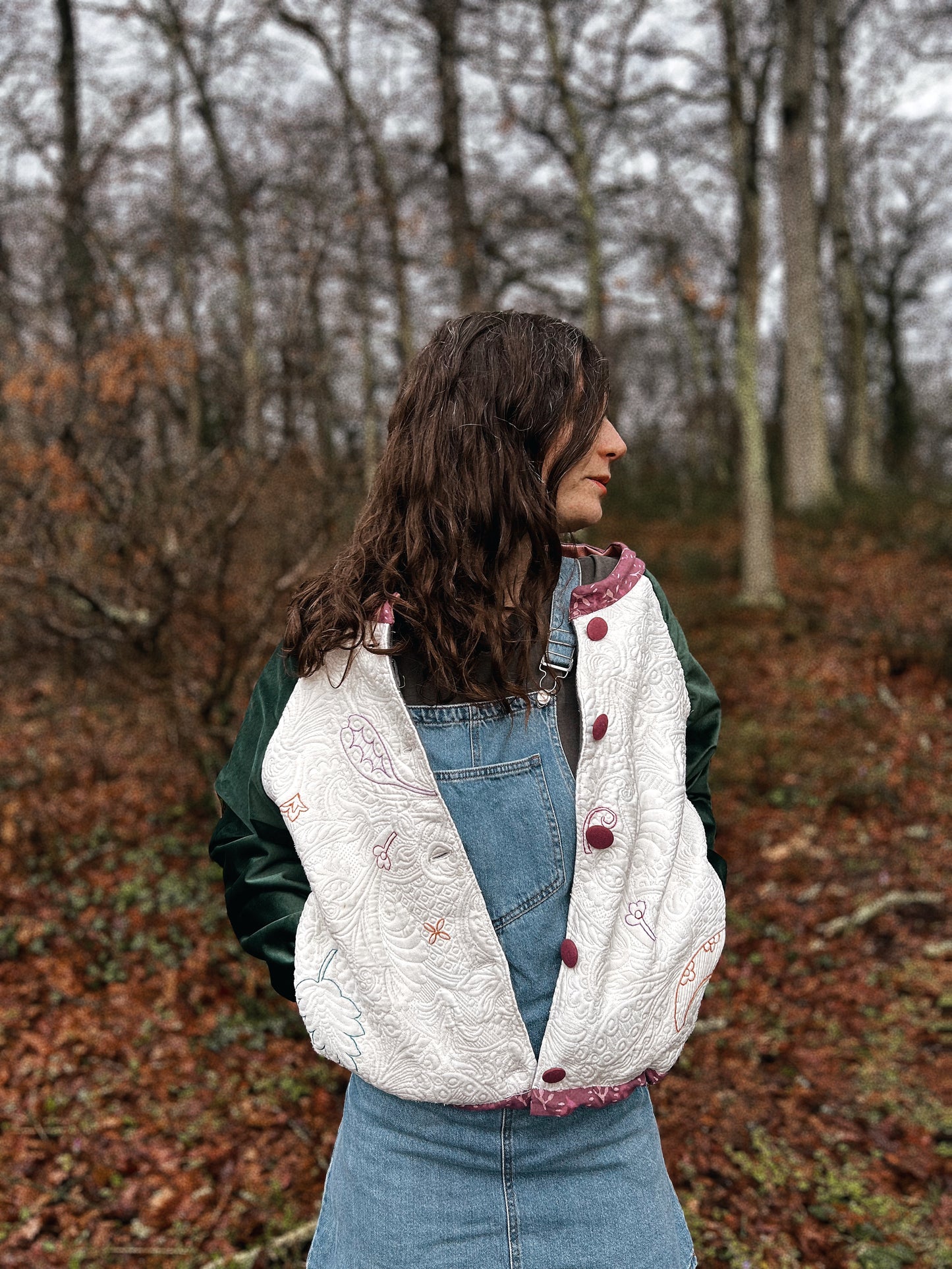 Vintage hand embroidered douvet bomber jacket size S/M