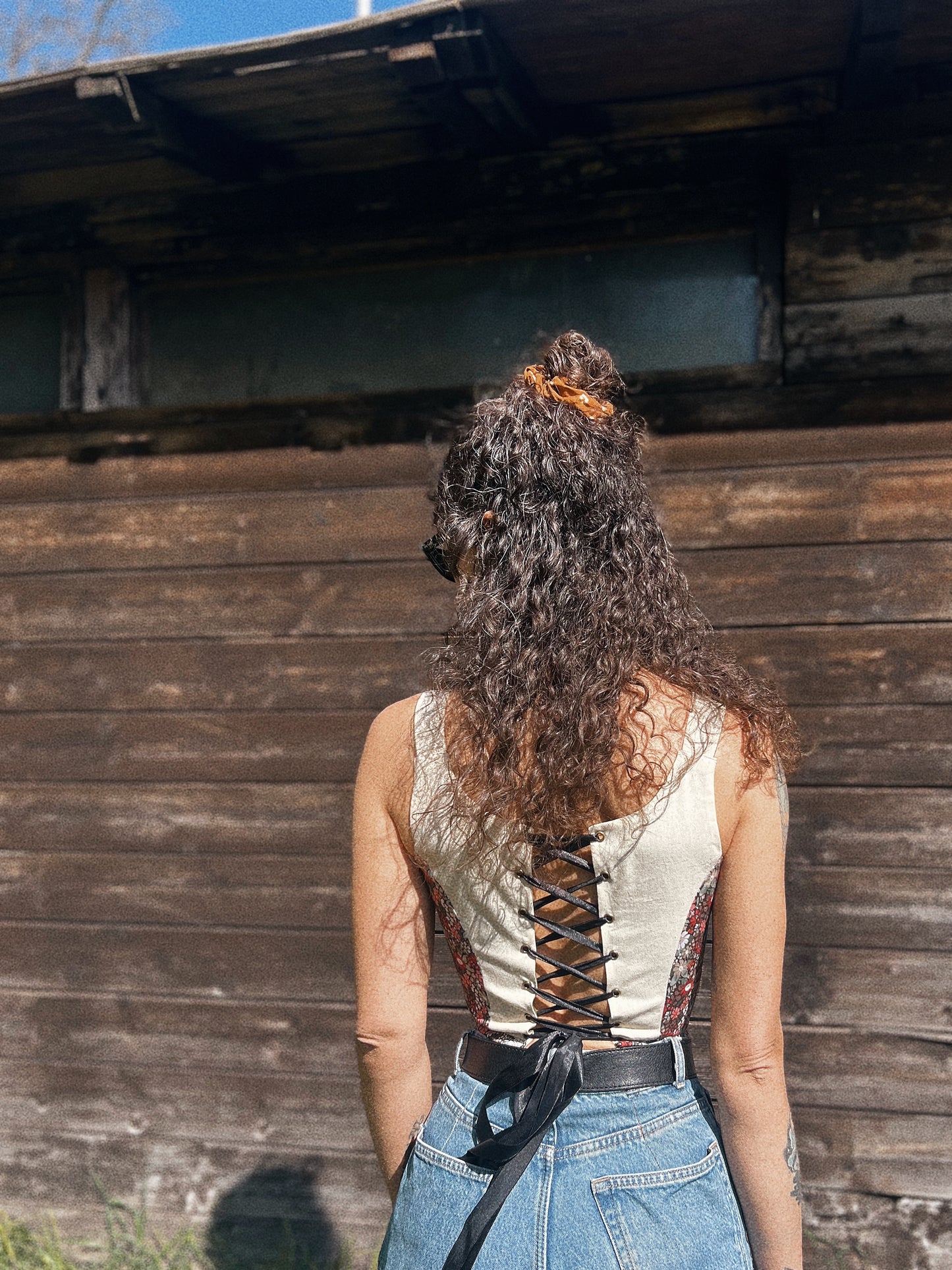 Corset with boning size XS/M adjustable ~ tote bag collection