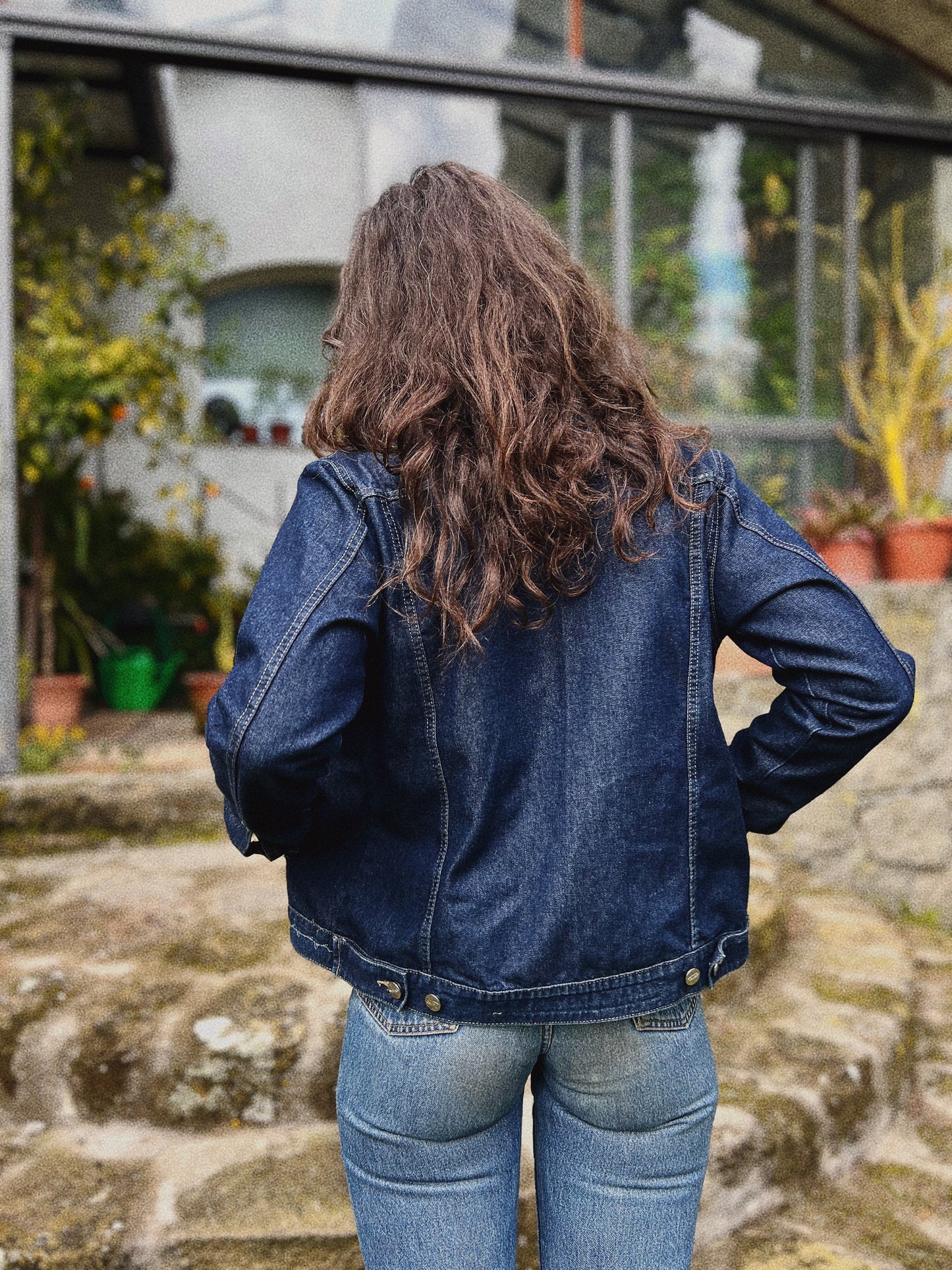 Jeans jacket ✨ Upcycled block printed patchwork Size S/M (Worn by a size S)