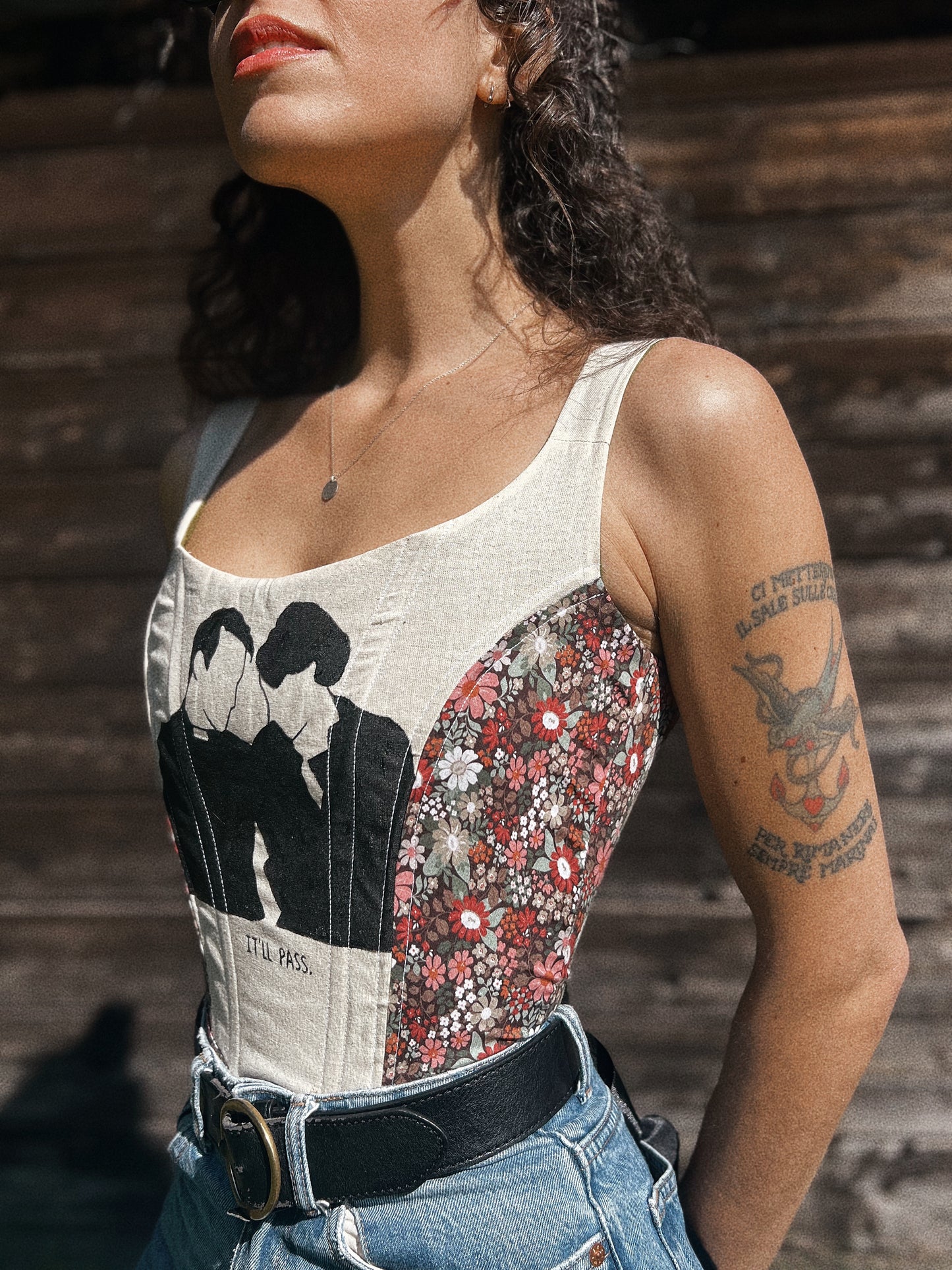 Corset with boning size XS/M adjustable ~ tote bag collection