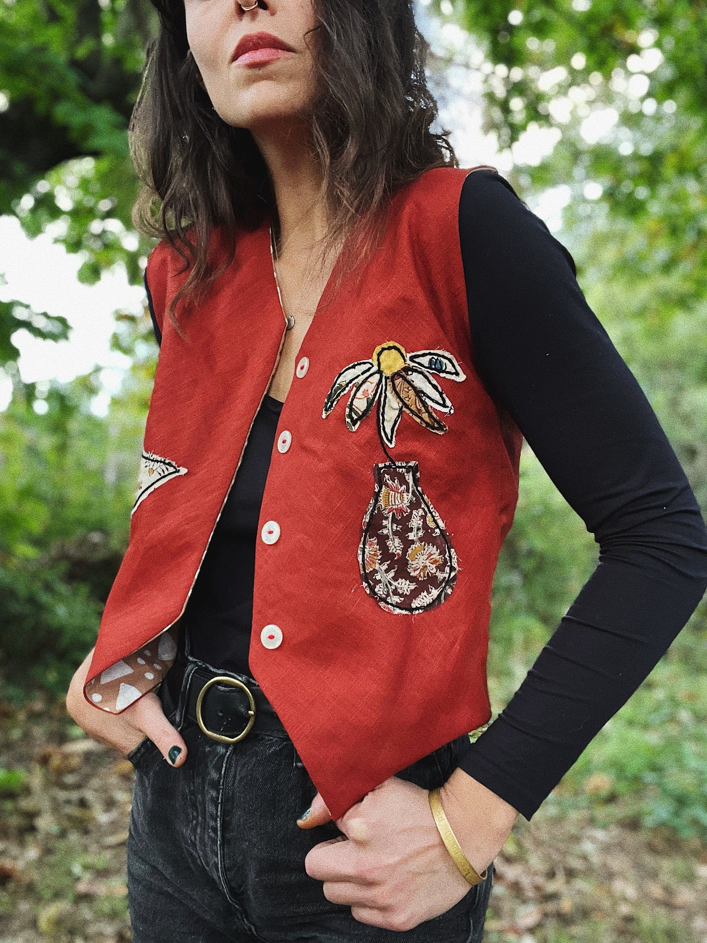 One piece embroidered vest size XS/S