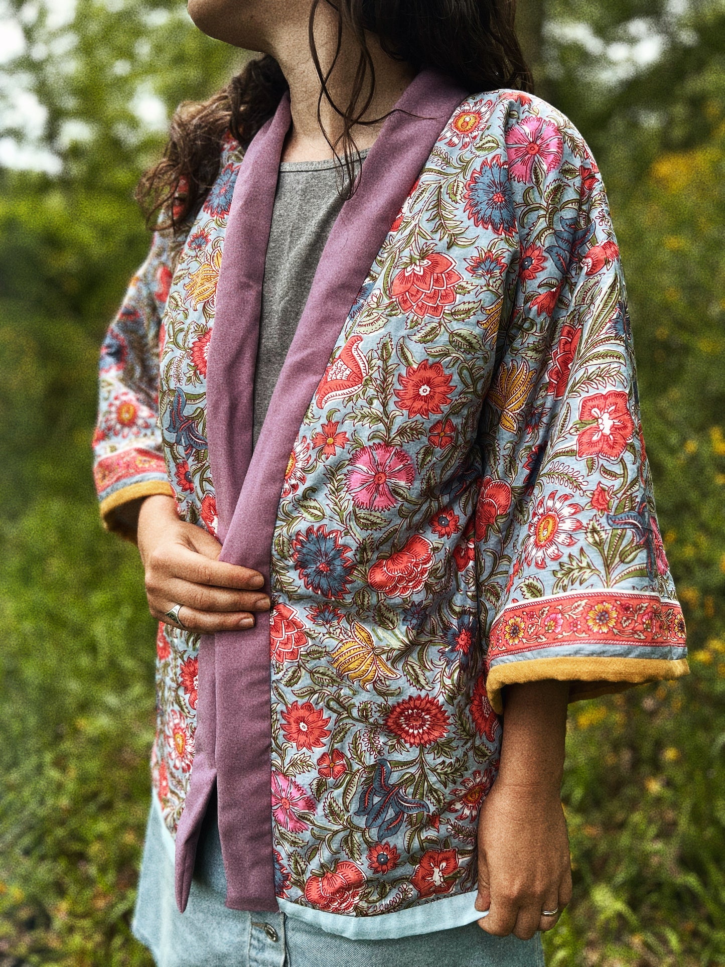 Block printed padded oversize kimono size S/M
