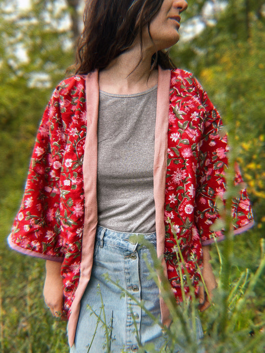 Block printed padded oversize kimono size S/M