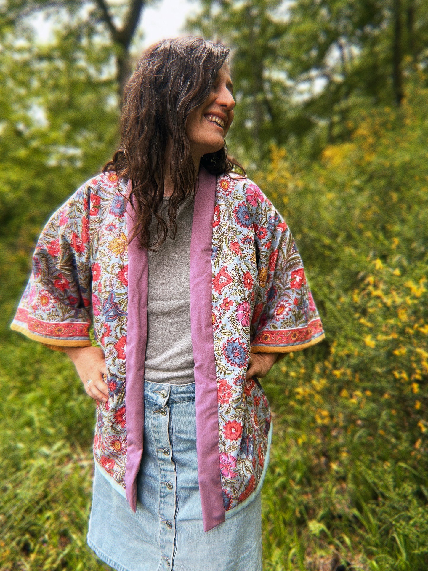 Block printed padded oversize kimono size S/M