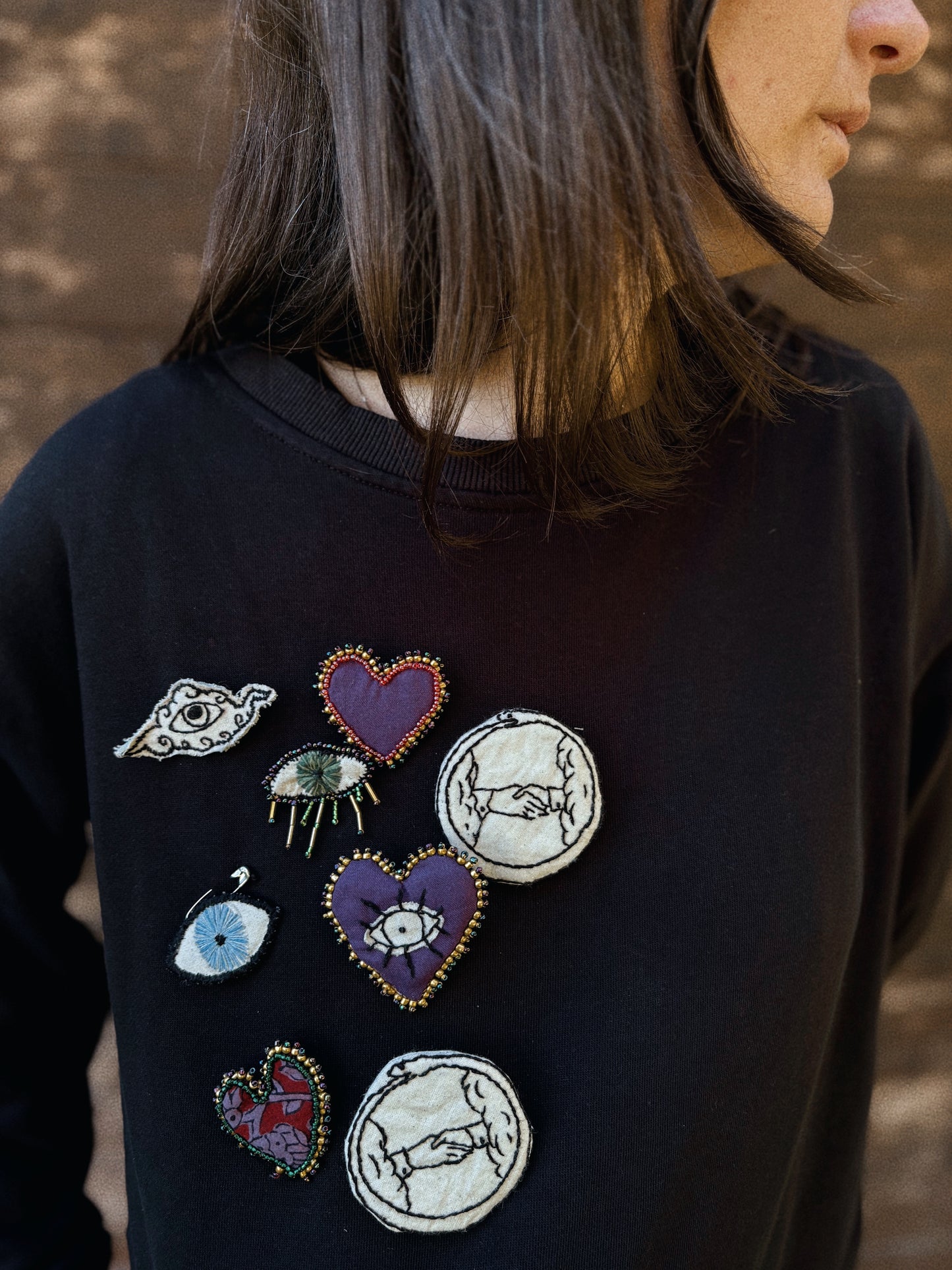 Hand embroidered brooch