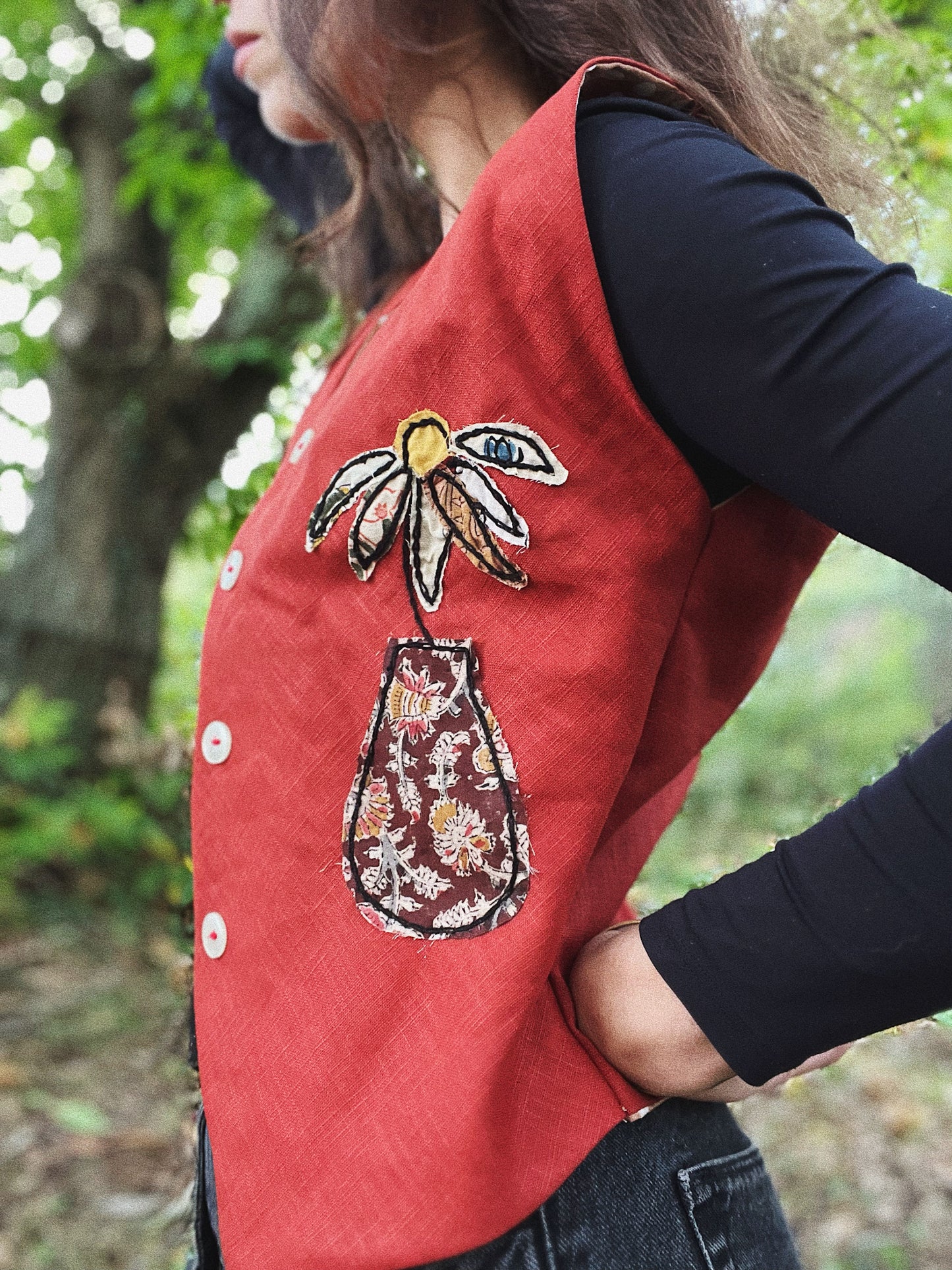 One piece embroidered vest size XS/S